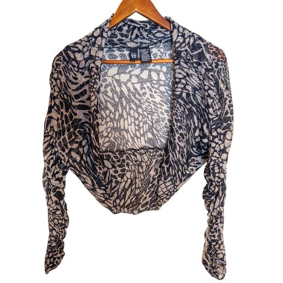 Vintage Y2K Love Tease NWT Animal Print Sheer Ruched Long Sleeve Shrug Large - Picture 5 of 9